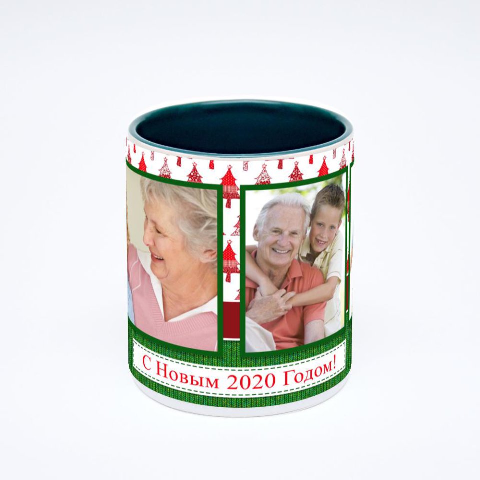 Зелёная кружка с фотопечатью