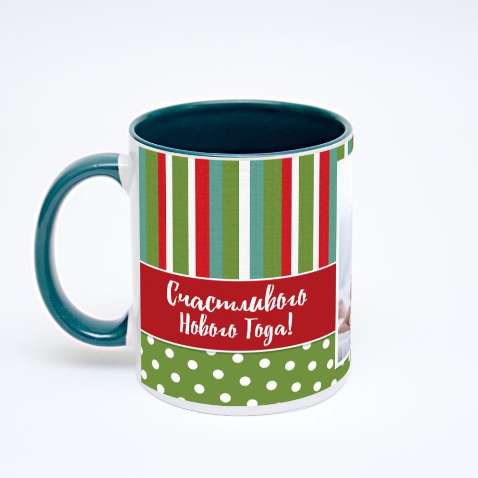 Зелёная кружка с фотопечатью