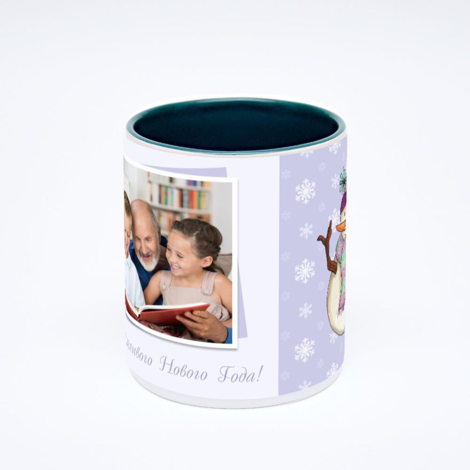 Зелёная кружка с фотопечатью