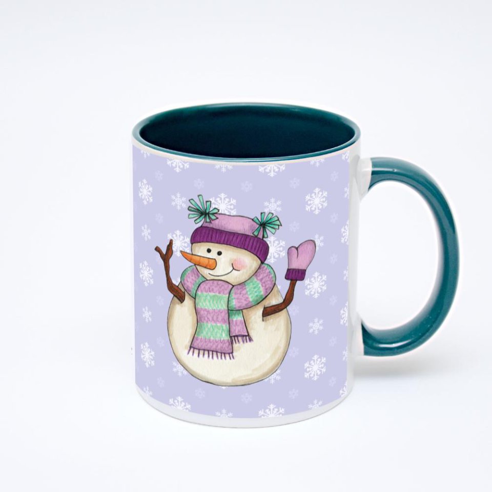 Зелёная кружка с фотопечатью