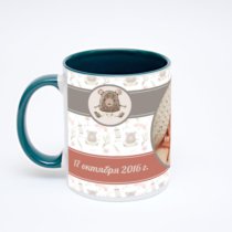 Зелёная кружка с фотопечатью