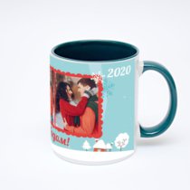 Зелёная кружка с фотопечатью