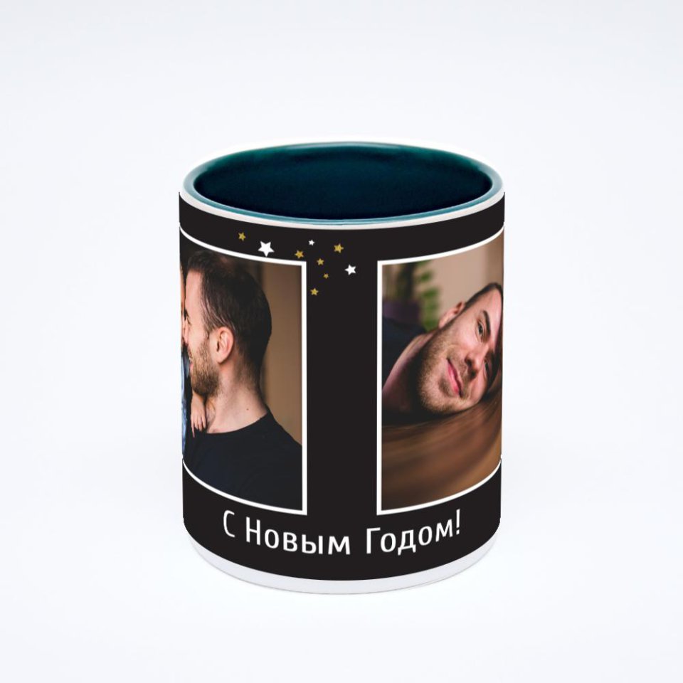 Зелёная кружка с фотопечатью