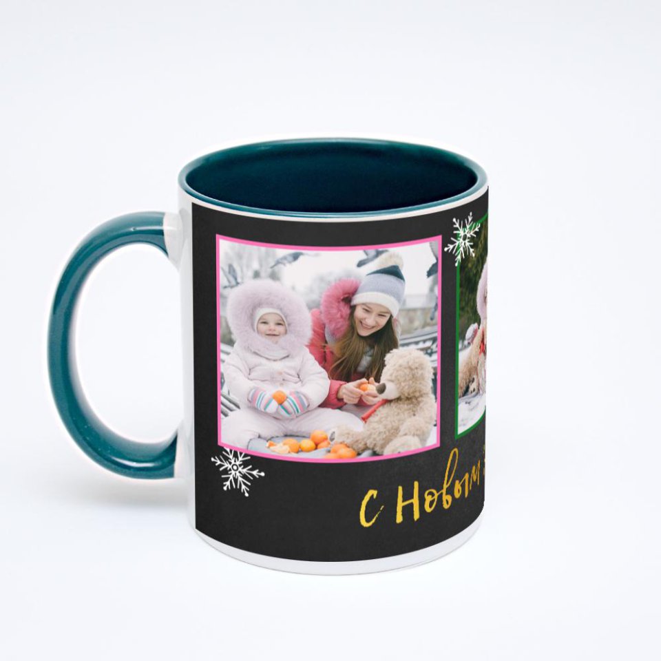 Зелёная кружка с фотопечатью