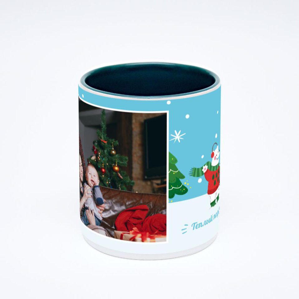 Зелёная кружка с фотопечатью