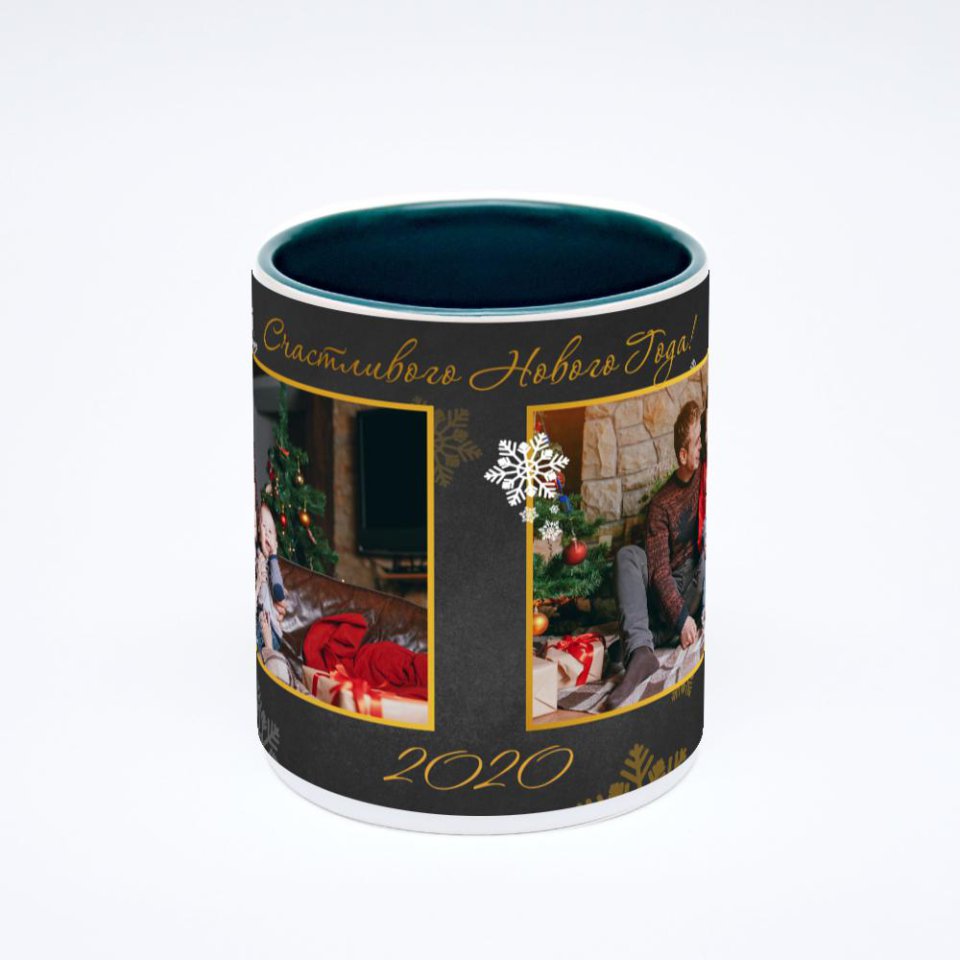 Зелёная кружка с фотопечатью