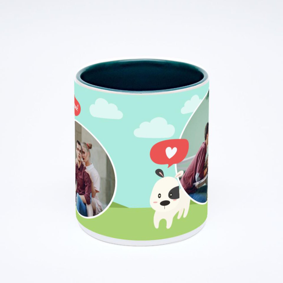 Зелёная кружка с фотопечатью