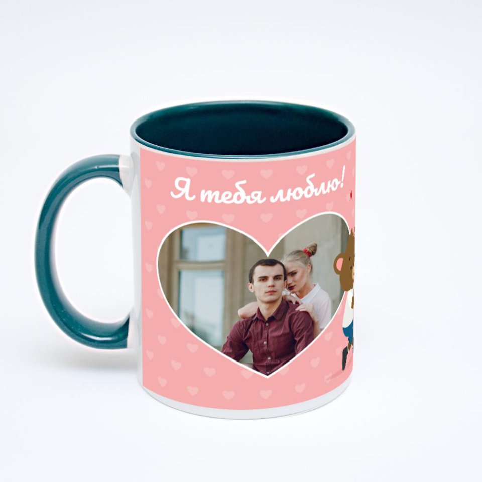 Зелёная кружка с фотопечатью