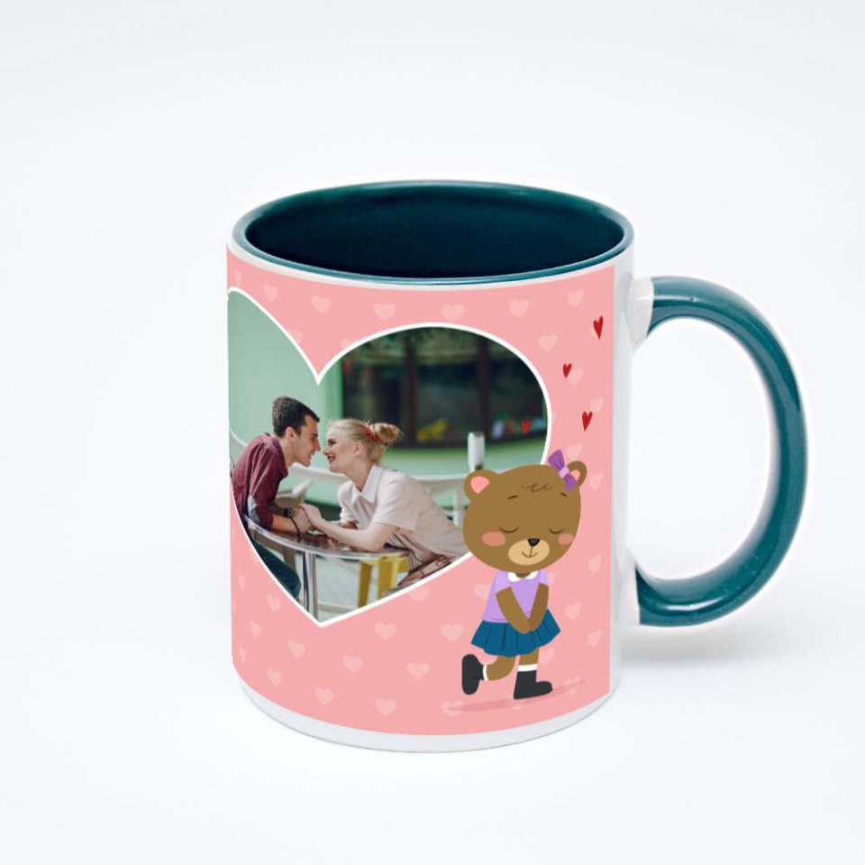 Зелёная кружка с фотопечатью