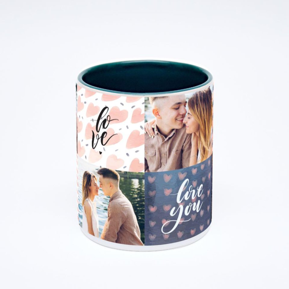 Зелёная кружка с фотопечатью