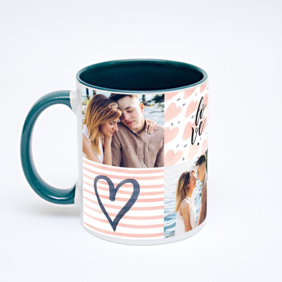 Зелёная кружка с фотопечатью