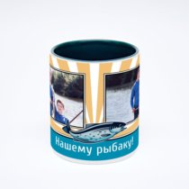 Зелёная кружка с фотопечатью