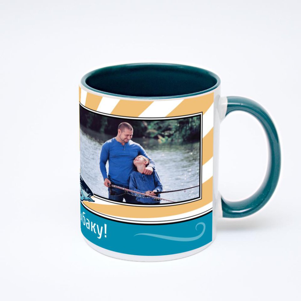 Зелёная кружка с фотопечатью