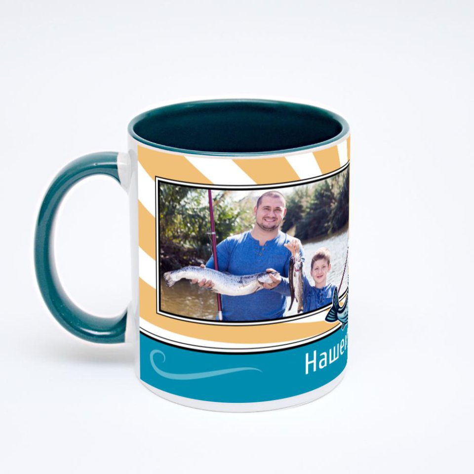 Зелёная кружка с фотопечатью