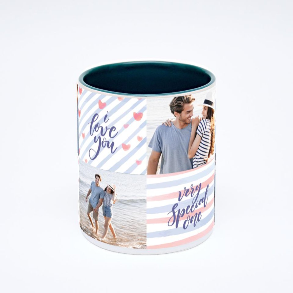 Зелёная кружка с фотопечатью