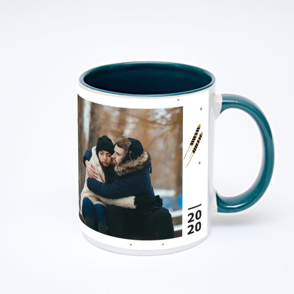 Зелёная кружка с фотопечатью