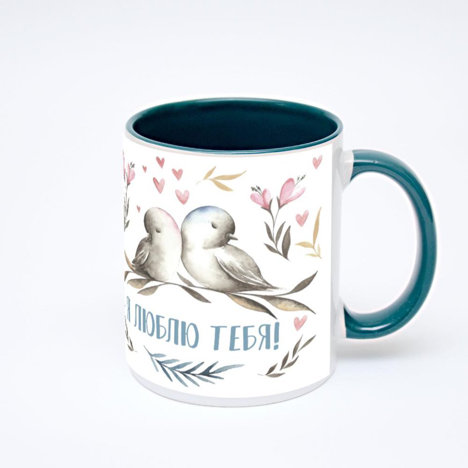 Зелёная кружка с фотопечатью