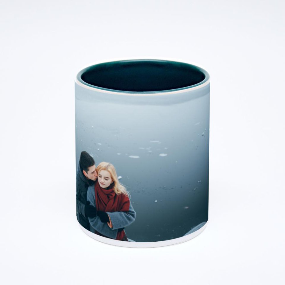 Зелёная кружка с фотопечатью