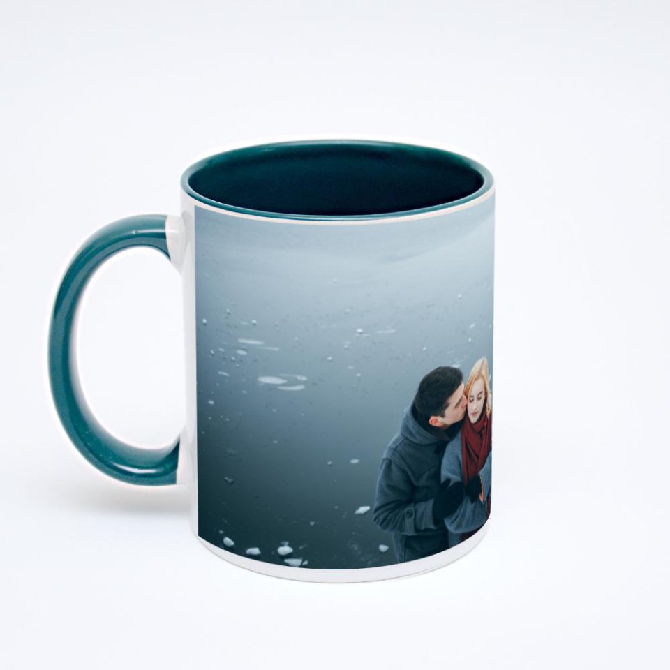 Зелёная кружка с фотопечатью