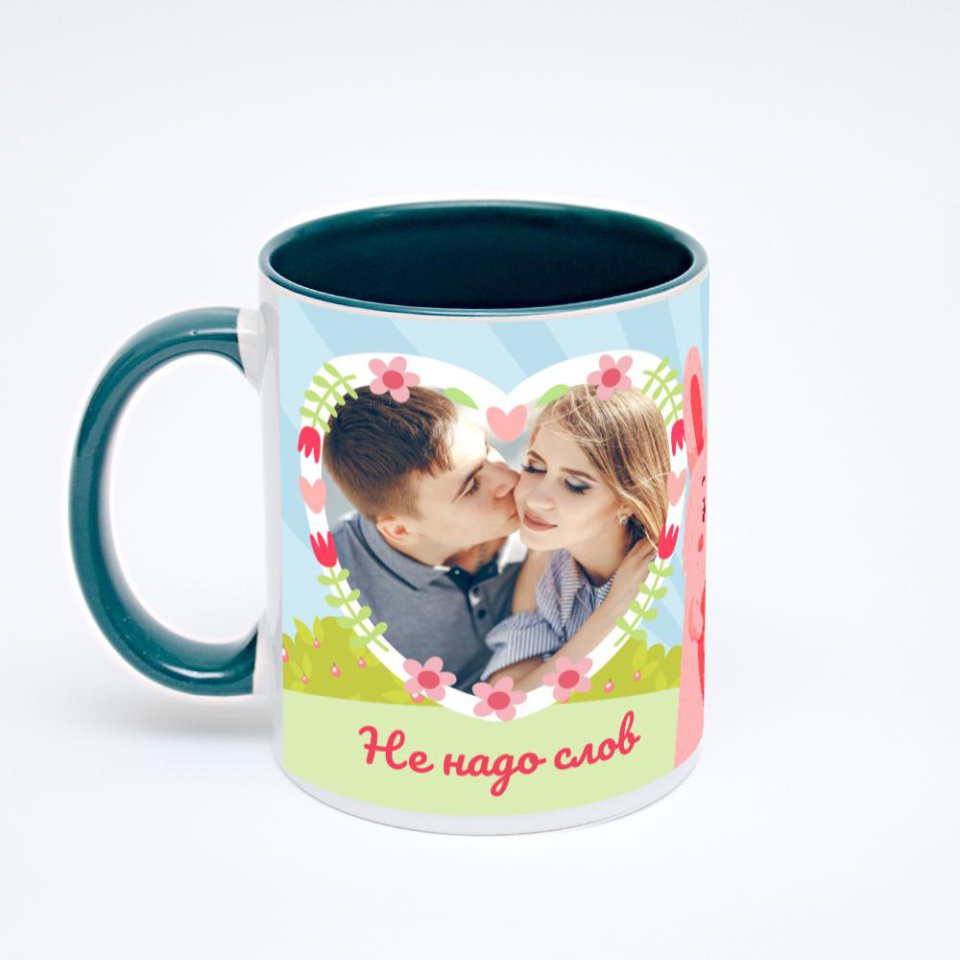 Зелёная кружка с фотопечатью