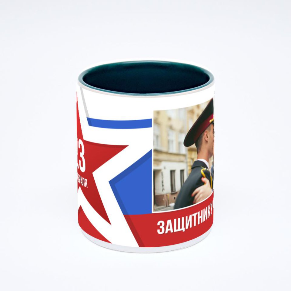 Зелёная кружка с фотопечатью