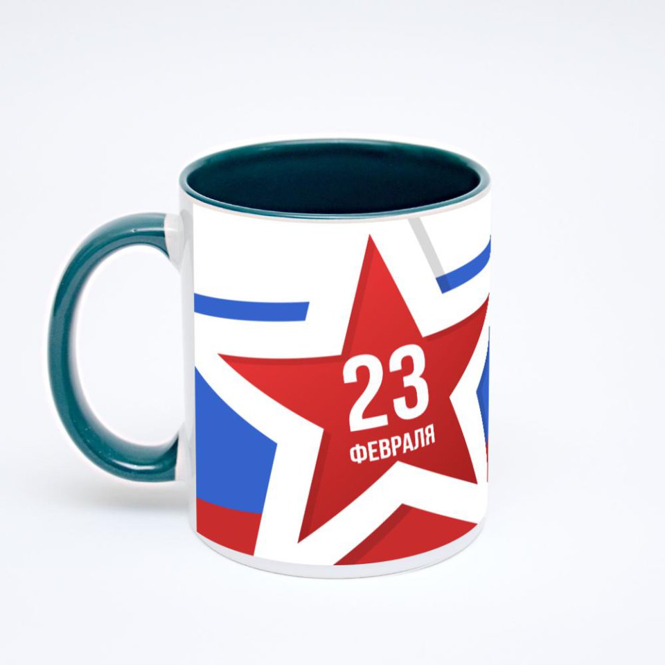 Зелёная кружка с фотопечатью