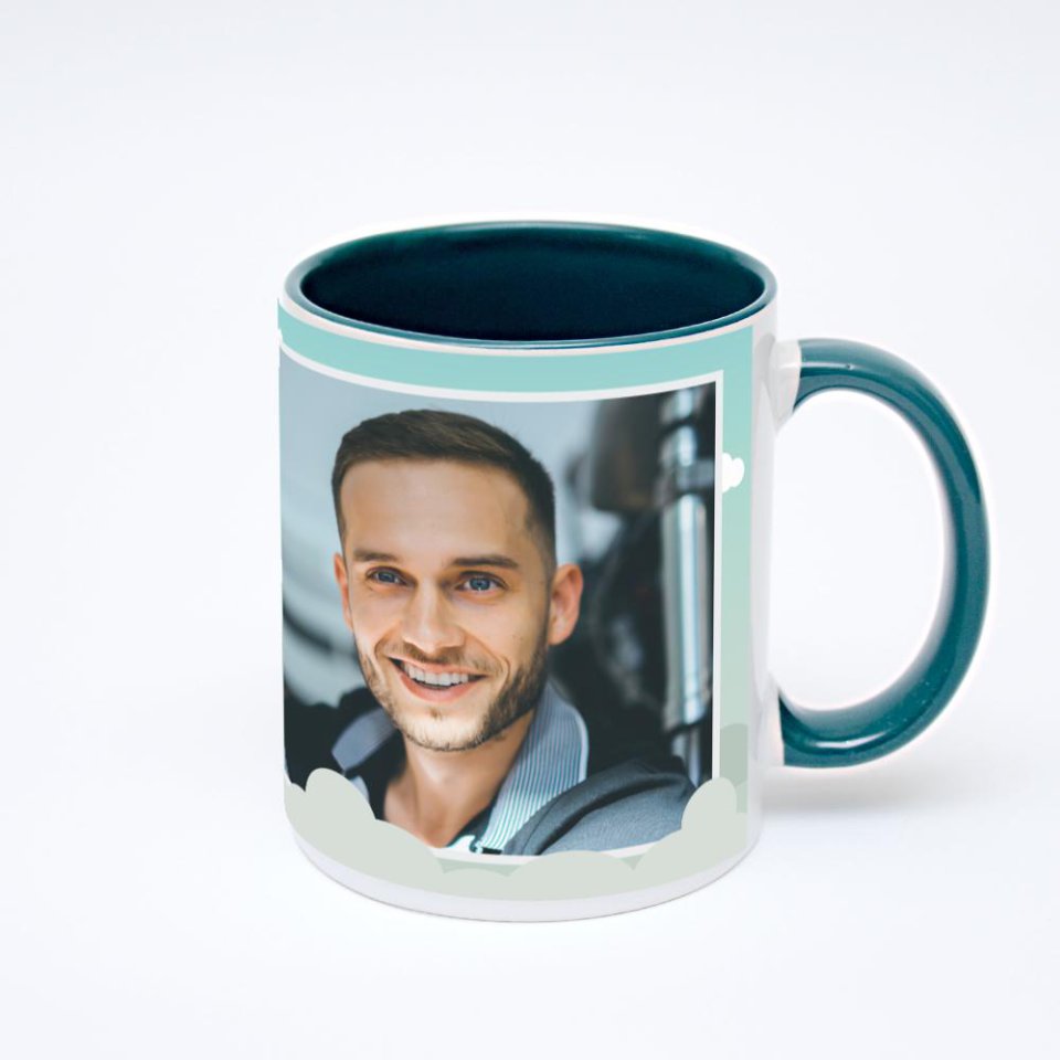 Зелёная кружка с фотопечатью