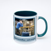 Зелёная кружка с фотопечатью