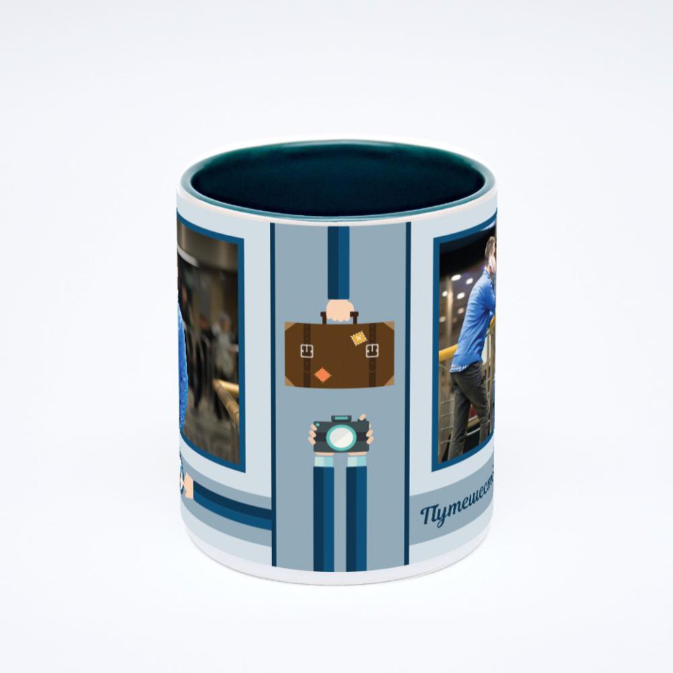 Зелёная кружка с фотопечатью