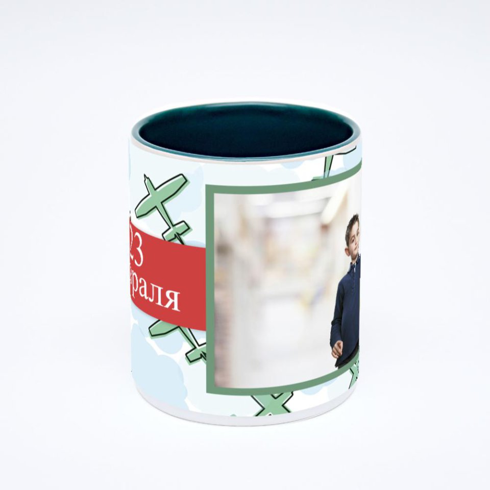 Зелёная кружка с фотопечатью