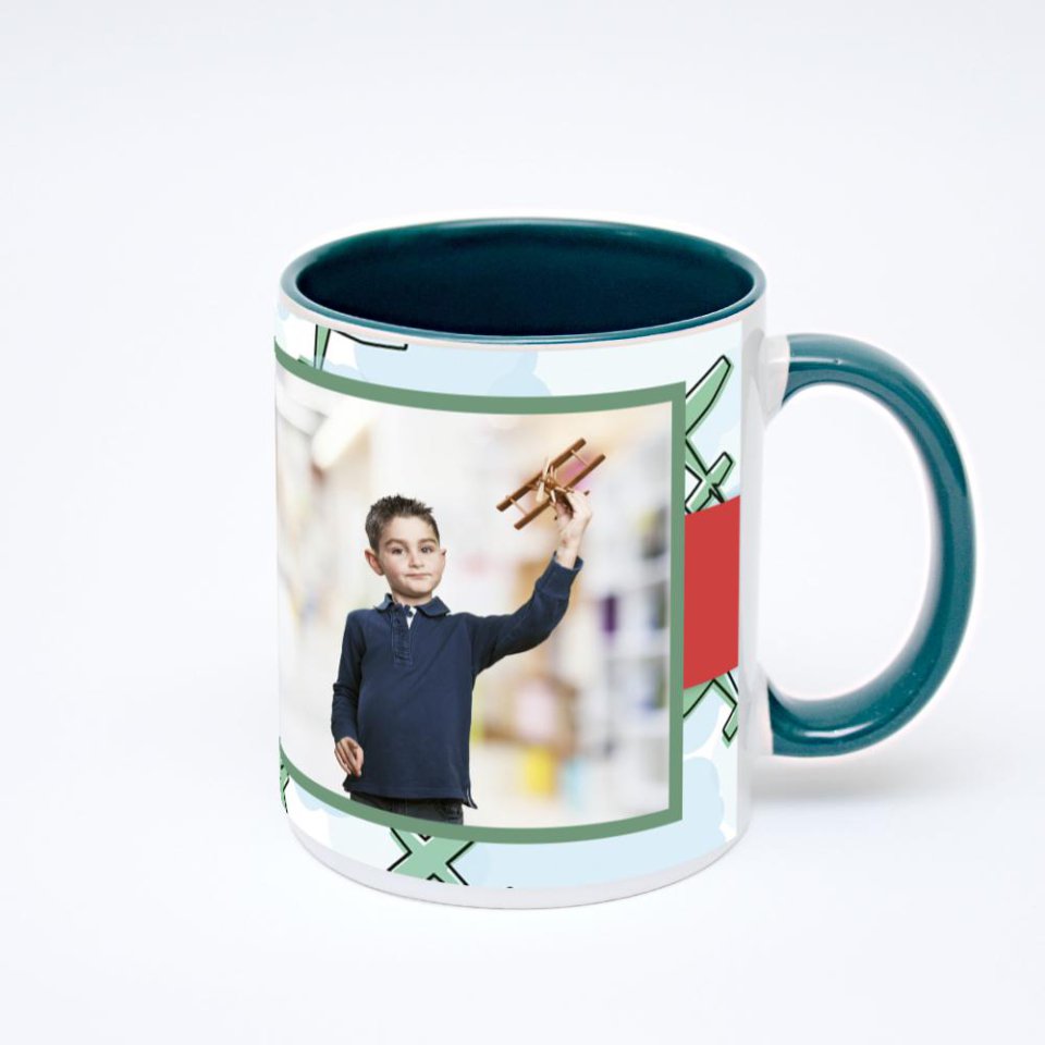 Зелёная кружка с фотопечатью