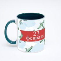 Зелёная кружка с фотопечатью