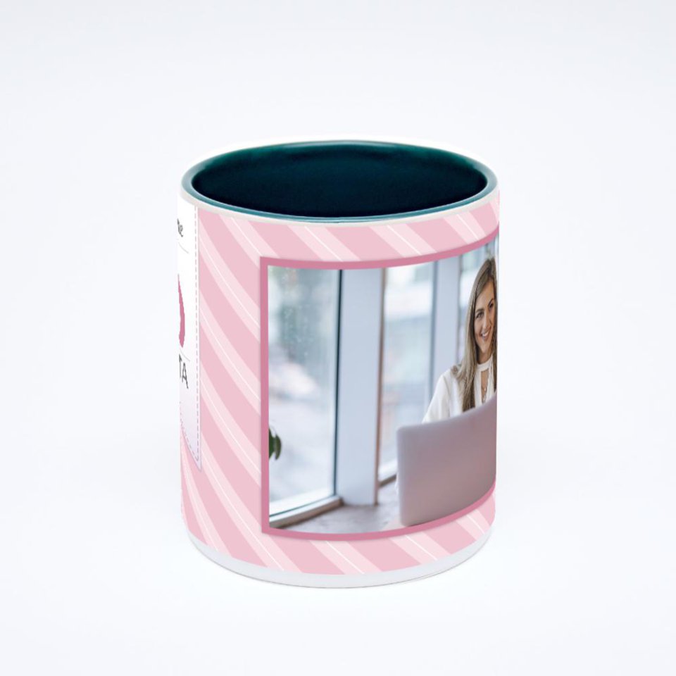 Зелёная кружка с фотопечатью