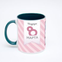 Зелёная кружка с фотопечатью