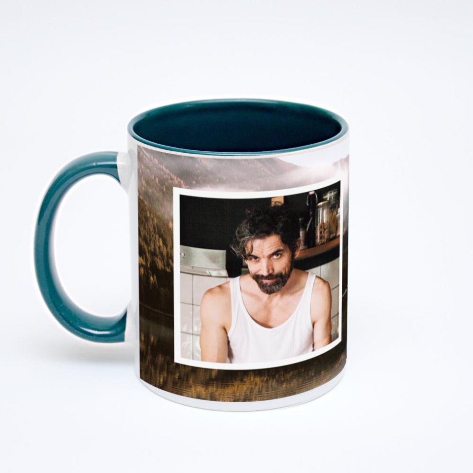 Зелёная кружка с фотопечатью