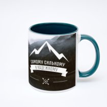 Зелёная кружка с фотопечатью