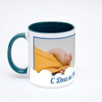 Зелёная кружка с фотопечатью