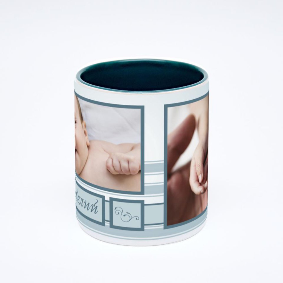 Зелёная кружка с фотопечатью