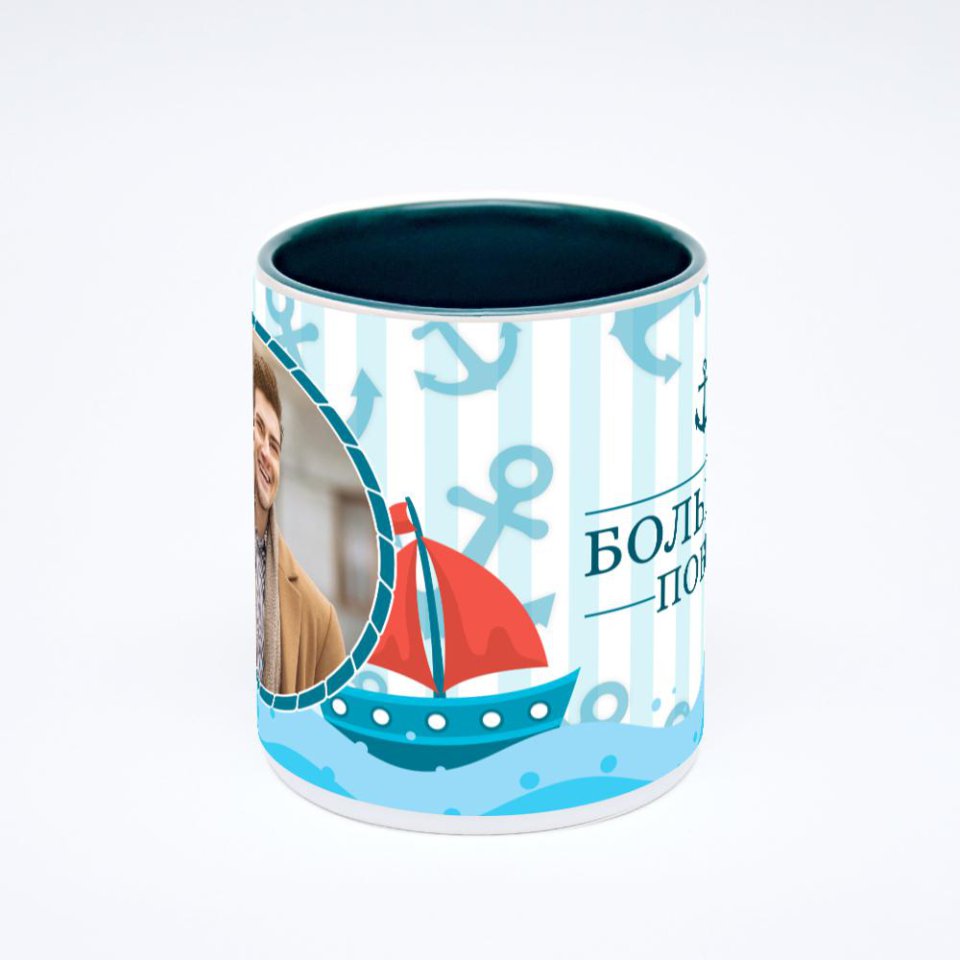 Зелёная кружка с фотопечатью