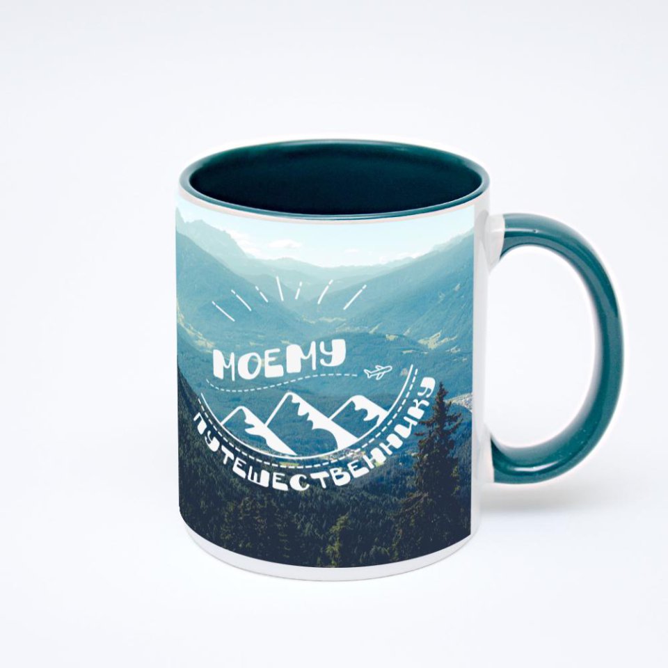 Зелёная кружка с фотопечатью