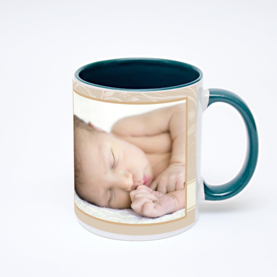 Зелёная кружка с фотопечатью