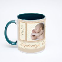 Зелёная кружка с фотопечатью