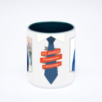 Зелёная кружка с фотопечатью