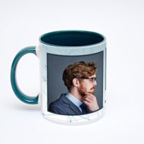 Зелёная кружка с фотопечатью