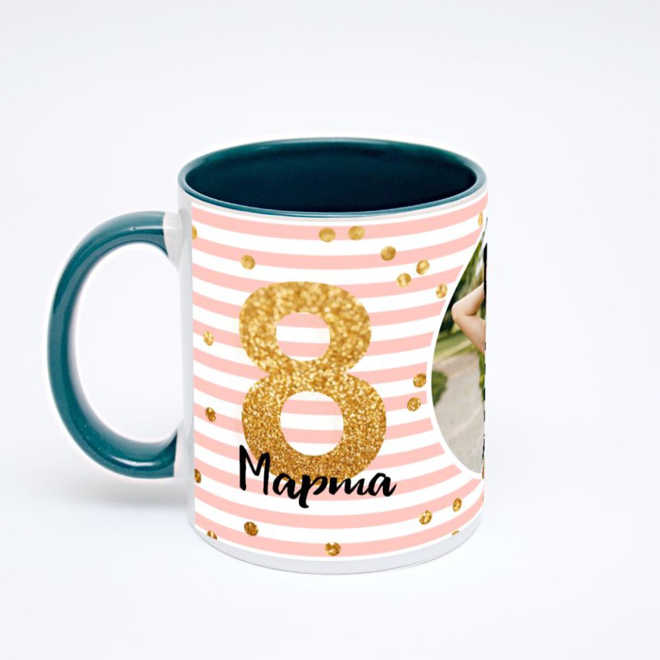 Зелёная кружка с фотопечатью