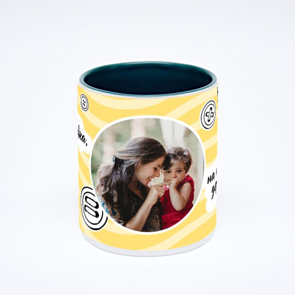 Зелёная кружка с фотопечатью