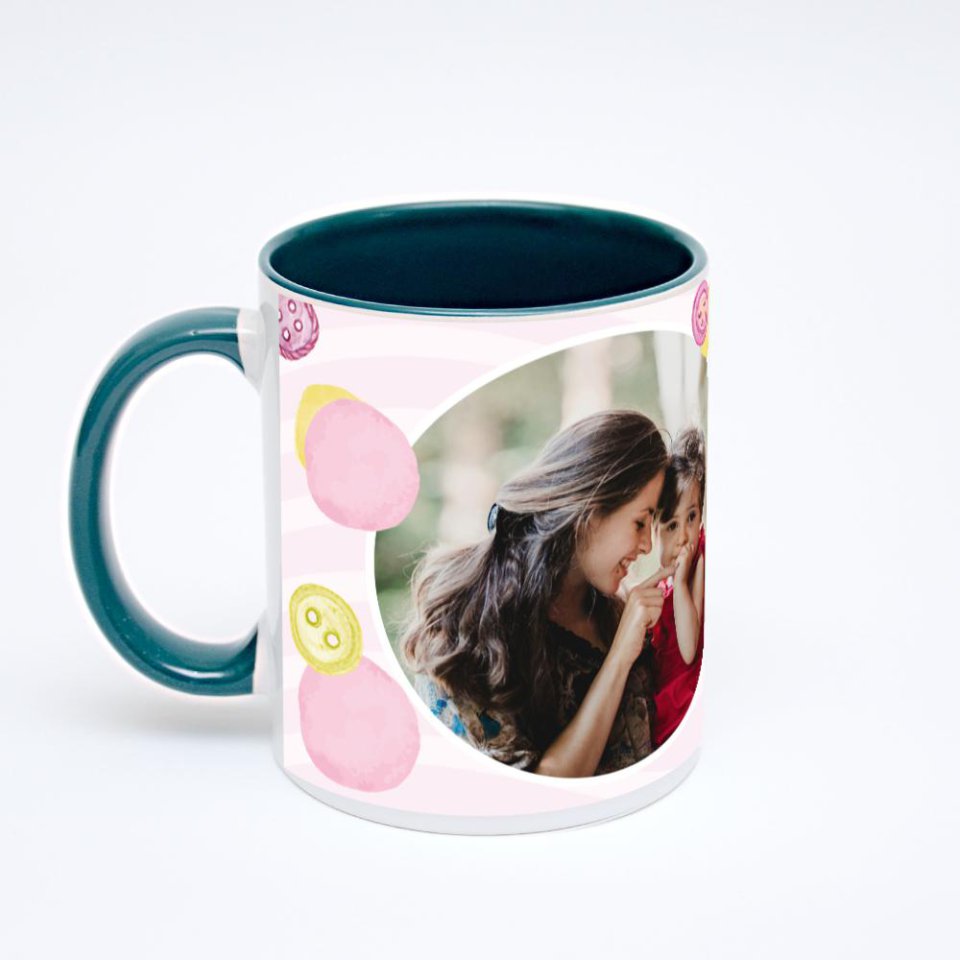 Зелёная кружка с фотопечатью