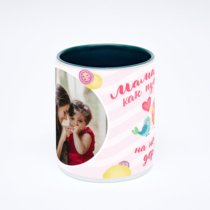 Зелёная кружка с фотопечатью