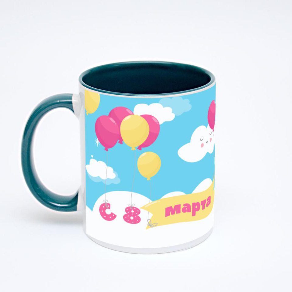 Зелёная кружка с фотопечатью