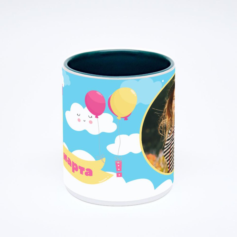 Зелёная кружка с фотопечатью